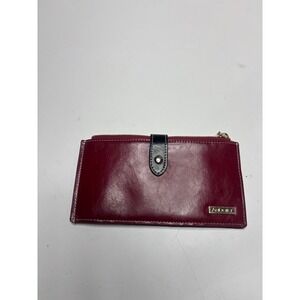 Andoilt Burgundy Leather Slim Bifold Wallet Zipper Pocket VTG Classy Chic Preppy